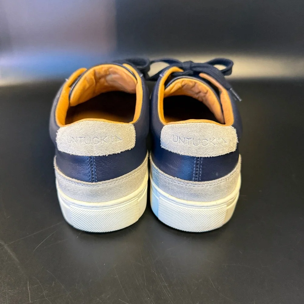UNTUCKit Navy Blue Leather Suede Low Top Sneakers Mens‎ Size 9